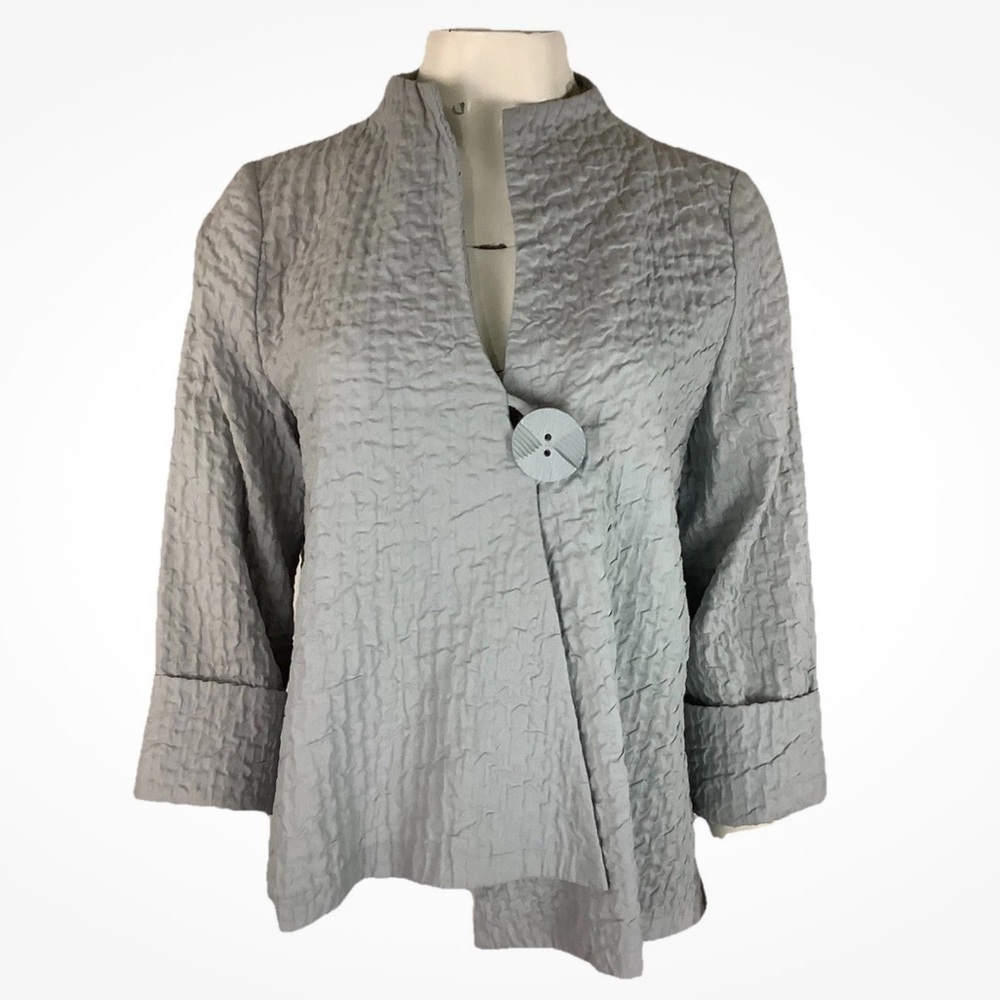 IC By Connie K Sz M Lightweight Wrap Textured Lagenlook Oversized Cardigan